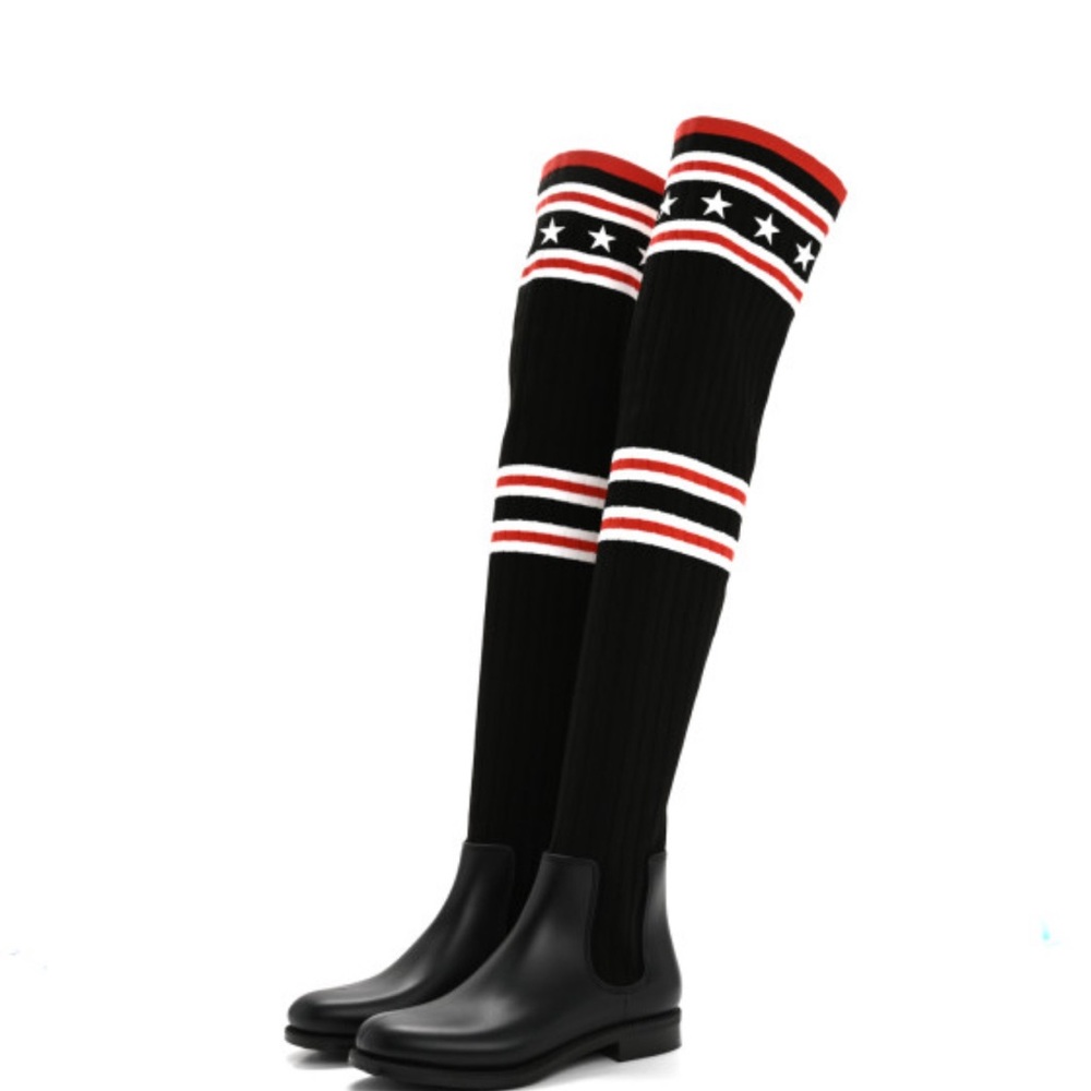 Givenchy Knit Rubber Storm Over The knee Star Patterned Boots - Picture 4 of 11
